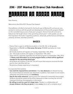 Mantua Drama Club - Welcome Letter