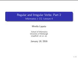 Regular and Irregular Verbs - School of Informatics