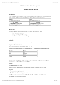 TOEIC Grammar Guide - Subject-Verb Agreement