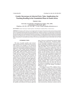 Gender Stereotypes in Selected Fairy Tales: Implications for