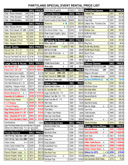 PARTYLAND SPECIAL EVENT RENTAL PRICE LIST