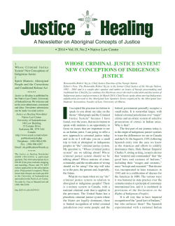 A Newsletter on Aboriginal Concepts of Justice WHOSE CRIMINAL