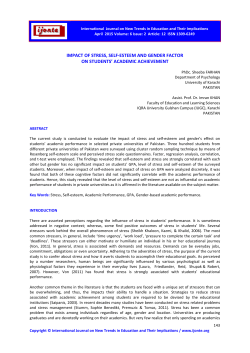 IMPACT OF STRESS, SELF-ESTEEM AND GENDER FACTOR ON