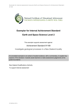 Exemplar for Internal Achievement Standard Earth and Space