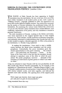Neruda in English: The Controversy over Translation Poetics