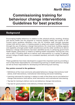 Best practice in the delivery of behaviour change interventions