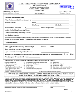 MASSACHUSETTS STATE LOTTERY COMMISSION