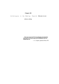 Chapter III Anthologies in the Making: English