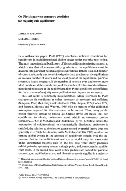 On Plott`s pairwise symmetry condition for majority rule equilibrium