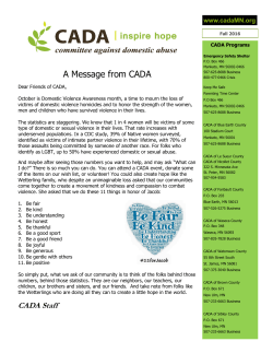 A Message from CADA - Committee Against Domestic Abuse