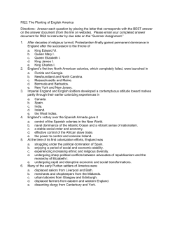 RQ2: The Planting of English America Directions: Answer each
