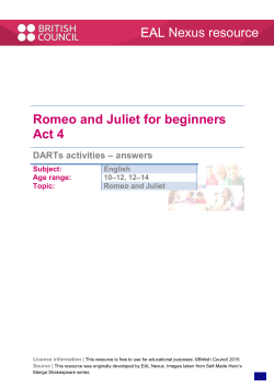 Romeo and Juliet for beginners Act 4 Nexus resource