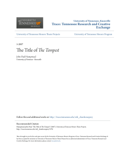 The Title of The Tempest - Trace: Tennessee Research and Creative