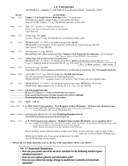 A.P. CHEMISTRY SCHEDULE: Chapter 17 and End of Year Review