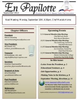 September 2012 - Maumee Valley Chef`s Association