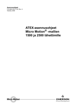 ATEX-asennusohjeet Micro Motion -mallien 1500 ja 2500 l&auml;hettimille