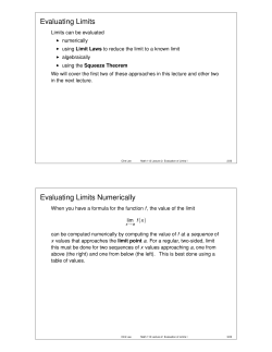 Math 112 Lecture 2: Evaluation of Limits I