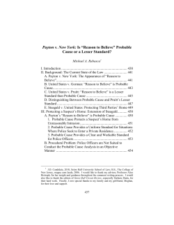 Payton V. New York: Is "Reason To Believe"