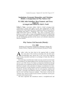 Politics, Institutions and Development Economics