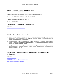 Title 9 PUBLIC PEACE AND WELFARE