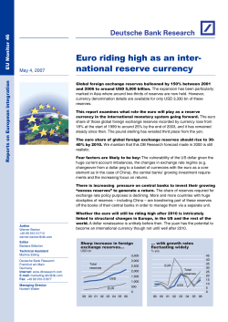 Euro riding high as an international reserve currency