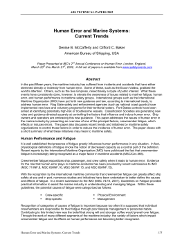 Human Error and Marine Systems: Current Trends