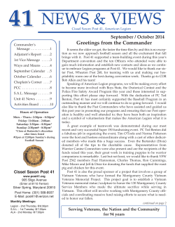 Post 41 September/ October 2014 Newsletter