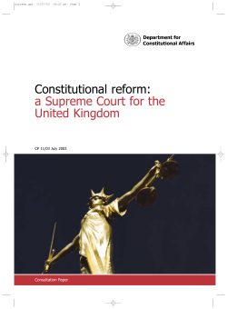 Constitutional reform: a Supreme Court for the United Kingdom