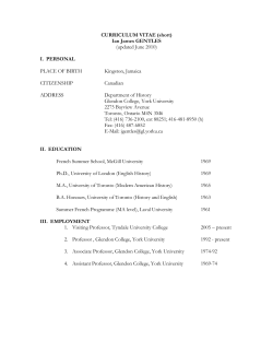 CURRICULUM VITAE (short) Ian James GENTLES