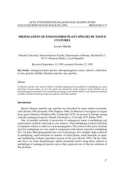 propagation of endangered plant species by tissue cultures