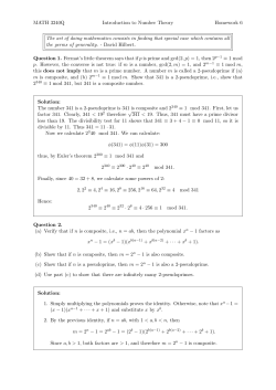 MATH 3240Q Introduction to Number Theory Homework 6 The art of