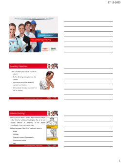 Learning Objectives What is Choking?