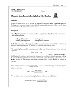Molecular Mass Determination by Boiling Point Elevation.