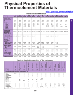 Thermocouple Sensors Physical Properties of Thermoelement