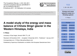 A model study of the energy and mass balance of Chhota