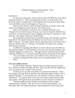 A Biblical Response to Homosexuality&mdash;Part 2 Galatians 5:13
