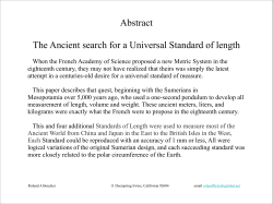 Abstract The Ancient search for a Universal Standard of