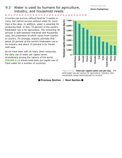 9.3 Water is used by humans for agriculture, industry, and