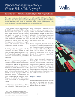 Vendor-Managed Inventory &ndash; Whose Risk Is This Anyway?