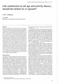 Life satisfaction in old age and activity theory: should the debate be