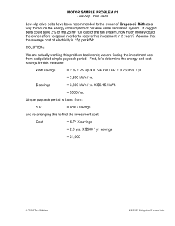 MOTOR SAMPLE PROBLEM #1 Low-Slip Drive Belts