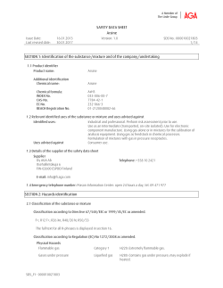 SAFETY DATA SHEET Arsine SECTION 1: Identification of the
