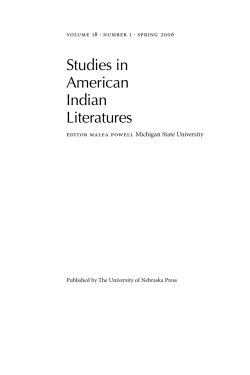 Studies in American Indian Literatures