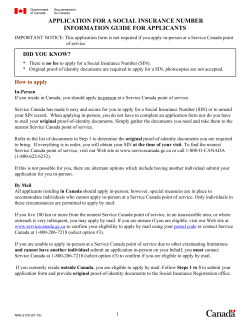 social insurance number application