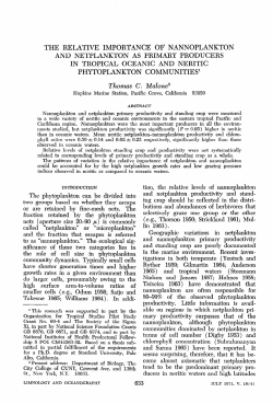 the relative importance of nannoplankton and netplankton as