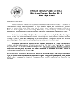 HANOVER COUNTY PUBLIC SCHOOLS High School Summer