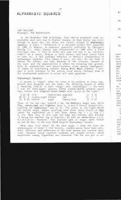 Alphamagic Squares - Digital Commons @ Butler University