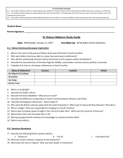 SC History Midterm Study Guide