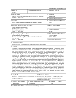 Mixing and Compaction Temperatures for Hot Mix Asphalt Concrete