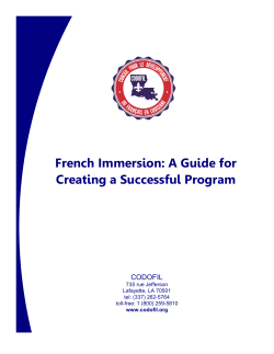 French Immersion: A Guide for Creating a Successful Program